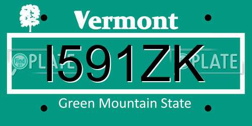 I591ZK Vermont License Plate
