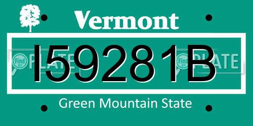 I59281B Vermont License Plate