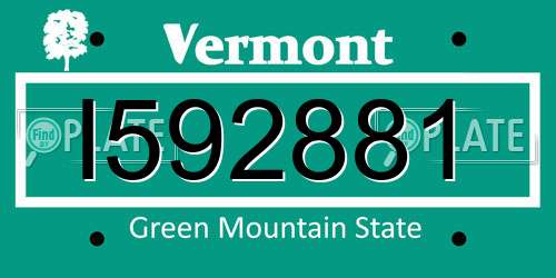 I592881 Vermont License Plate