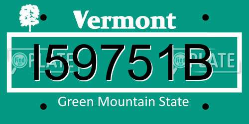 I59751B Vermont License Plate