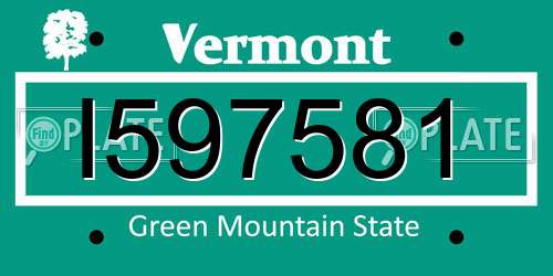 I597581 Vermont License Plate