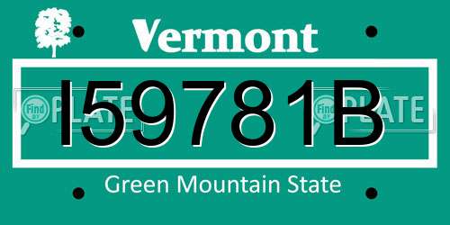 I59781B Vermont License Plate