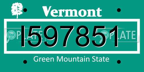 I597851 Vermont License Plate