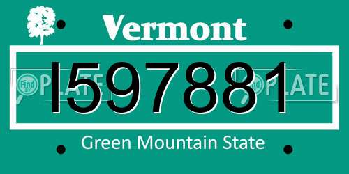 I597881 Vermont License Plate