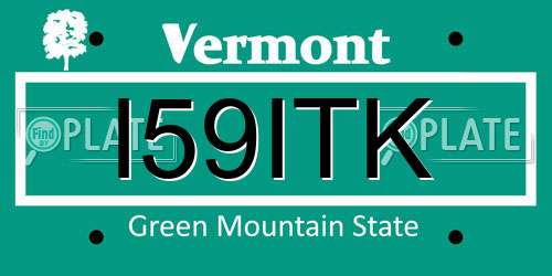 I59ITK Vermont License Plate