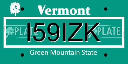 I59IZK Vermont License Plate