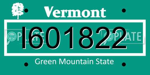I601822 Vermont License Plate