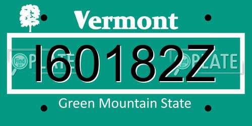 I60182Z Vermont License Plate