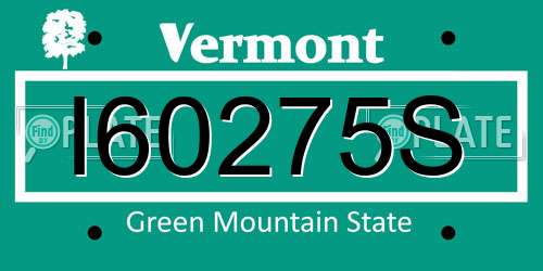 I60275S Vermont License Plate