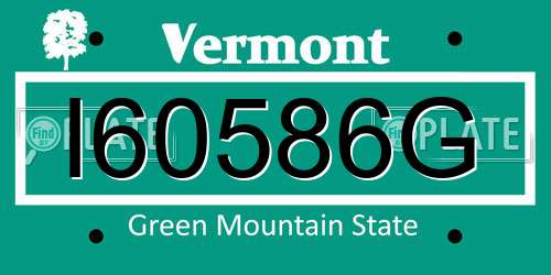 I60586G Vermont License Plate