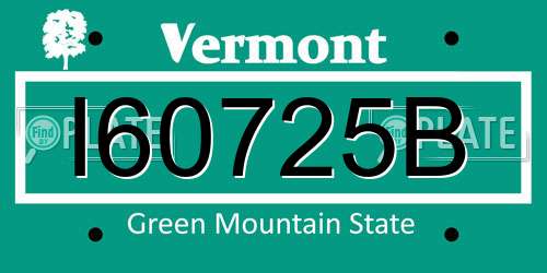 I60725B Vermont License Plate
