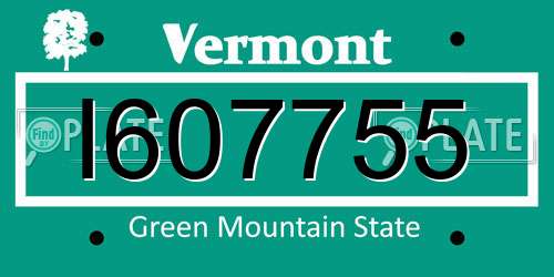 I607755 Vermont License Plate