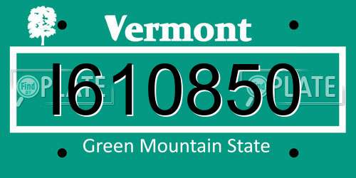I610850 Vermont License Plate
