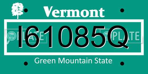 I61085Q Vermont License Plate