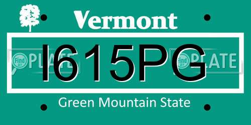 I615PG Vermont License Plate