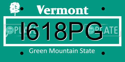I618PG Vermont License Plate