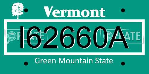 I62660A Vermont License Plate