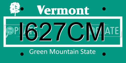 I627CM Vermont License Plate