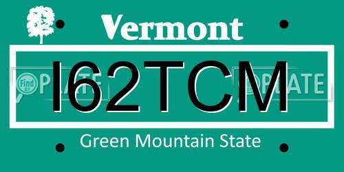 I62TCM Vermont License Plate