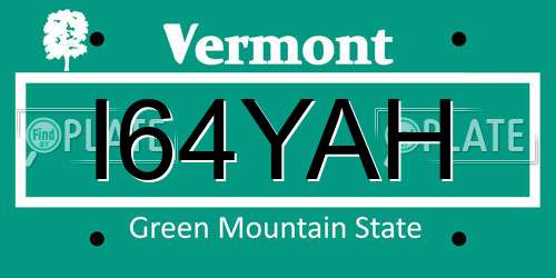 I64YAH Vermont License Plate