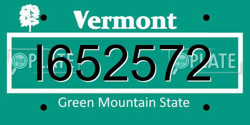 I652572 Vermont License Plate