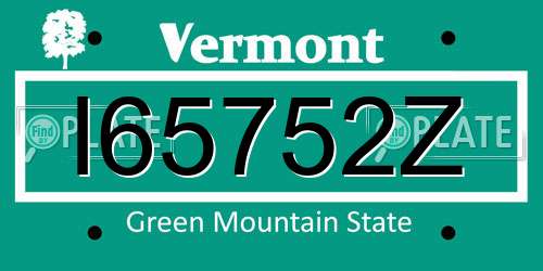 I65752Z Vermont License Plate