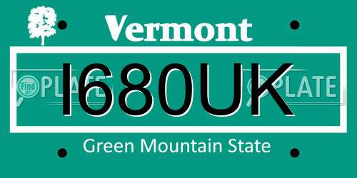 I680UK Vermont License Plate