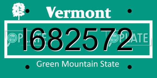 I682572 Vermont License Plate