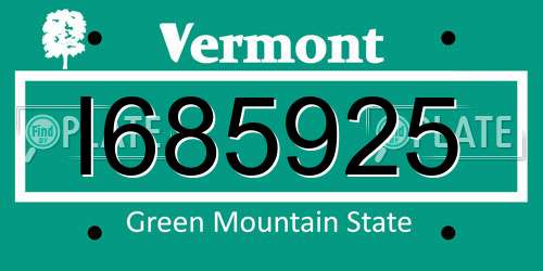 I685925 Vermont License Plate