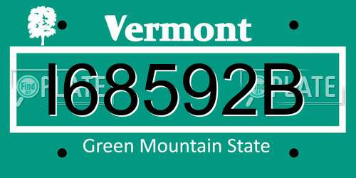 I68592B Vermont License Plate