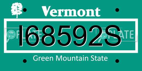 I68592S Vermont License Plate