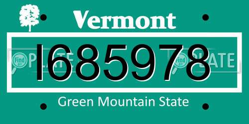 I685978 Vermont License Plate