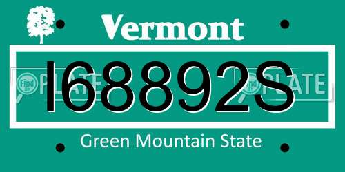 I68892S Vermont License Plate