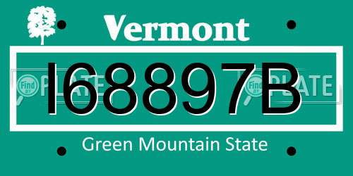 I68897B Vermont License Plate