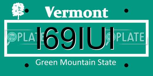 I69IUI Vermont License Plate