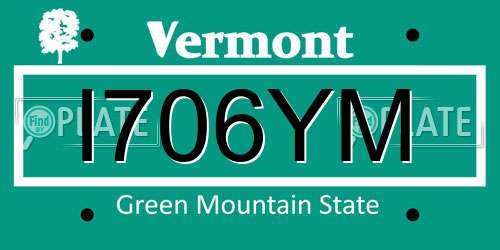 I706YM Vermont License Plate