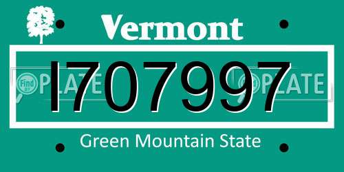 I707997 Vermont License Plate