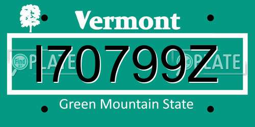 I70799Z Vermont License Plate