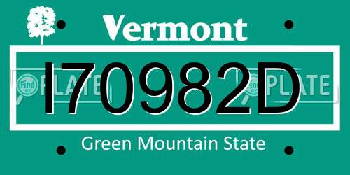 I70982D Vermont License Plate