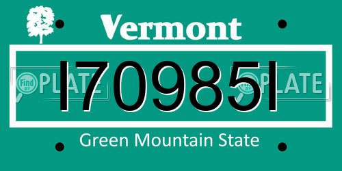 I70985I Vermont License Plate
