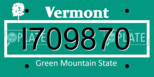 I709870 Vermont License Plate
