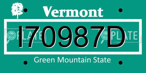 I70987D Vermont License Plate