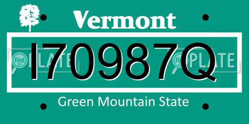 I70987Q Vermont License Plate