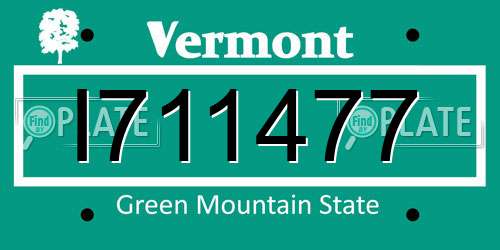 I711477 Vermont License Plate