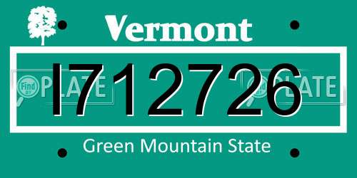I712726 Vermont License Plate