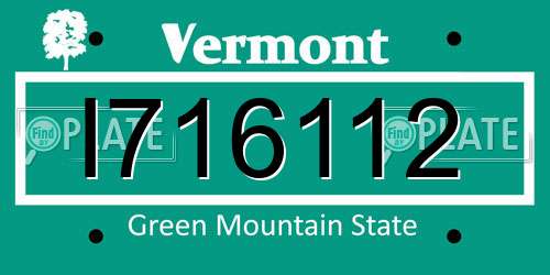 I716112 Vermont License Plate