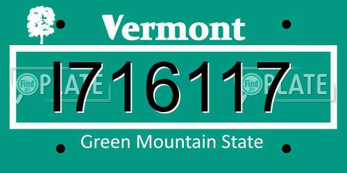 I716117 Vermont License Plate
