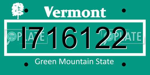 I716122 Vermont License Plate