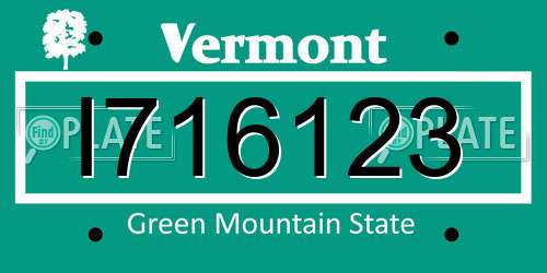 I716123 Vermont License Plate