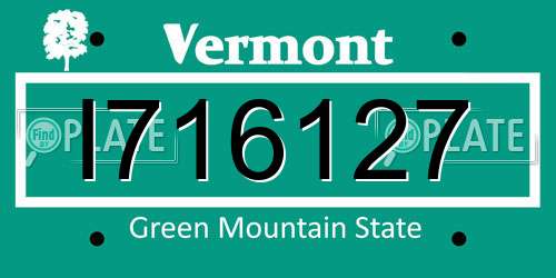 I716127 Vermont License Plate